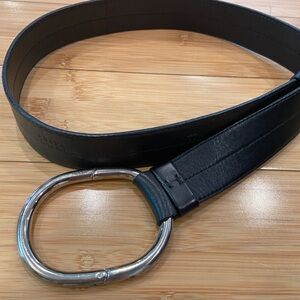 PRADA silver Loop Women’s Black Leather Belt